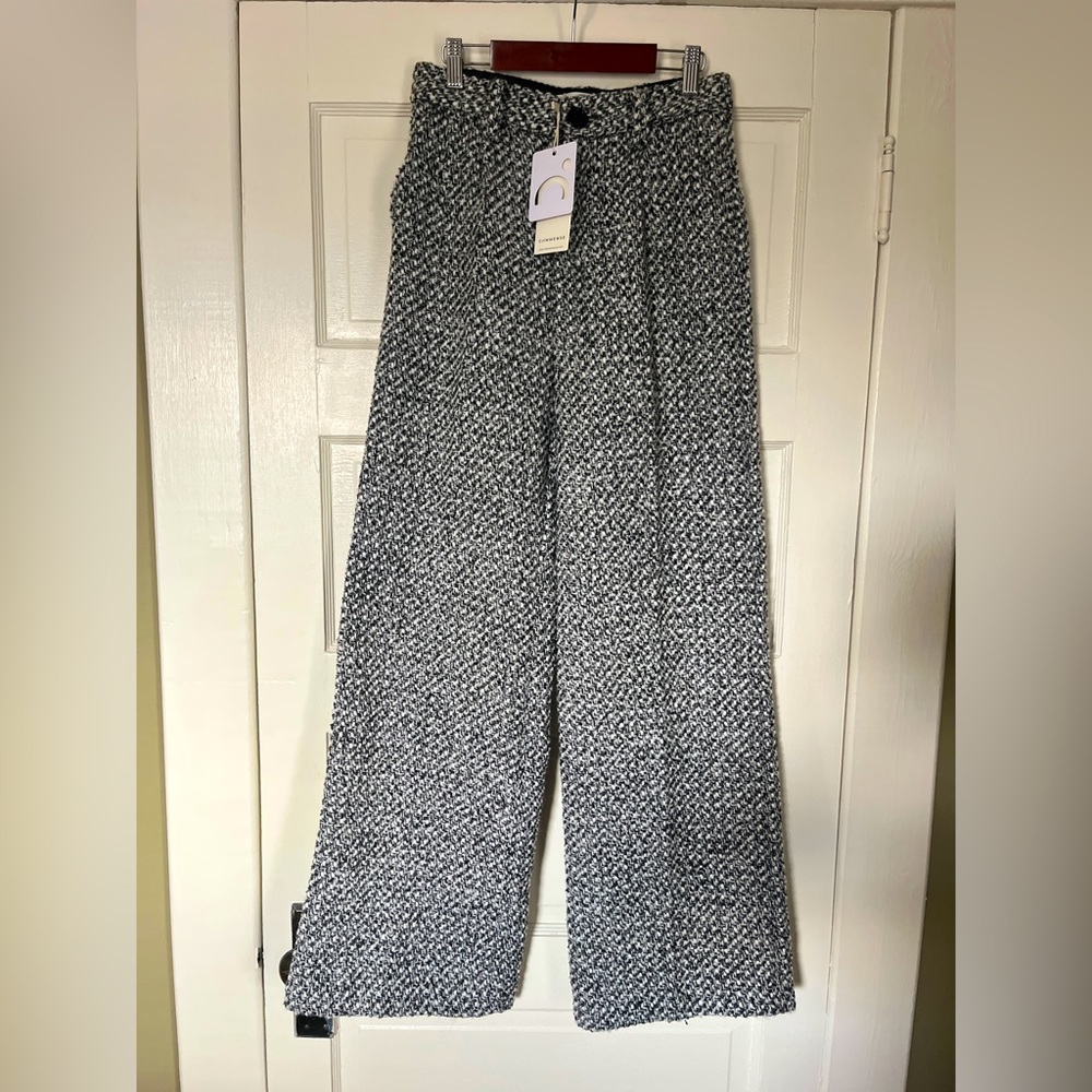 Women’s wide leg wool tweed pants